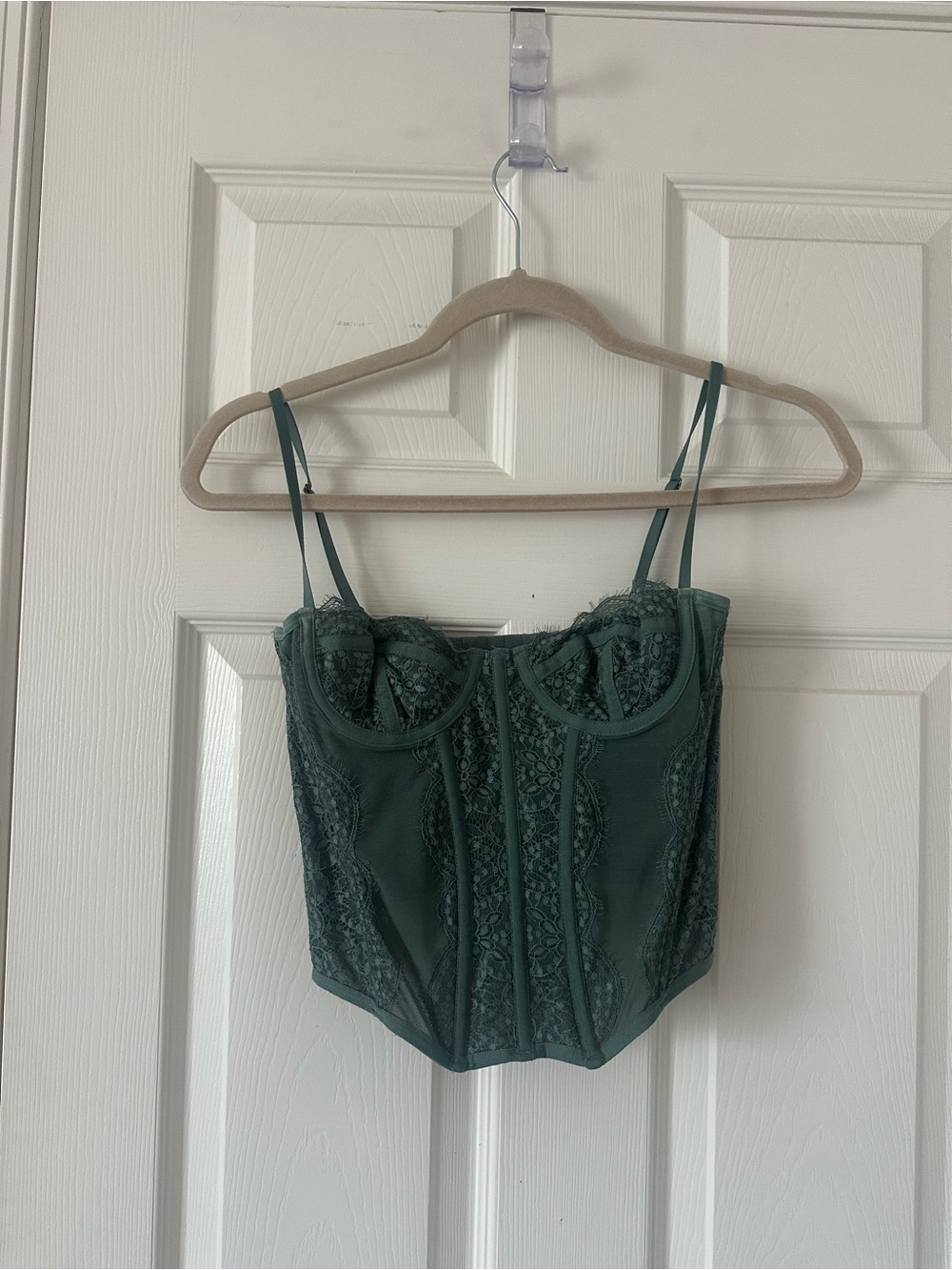 Urban Outfitters Forest Green Lace Corset Top